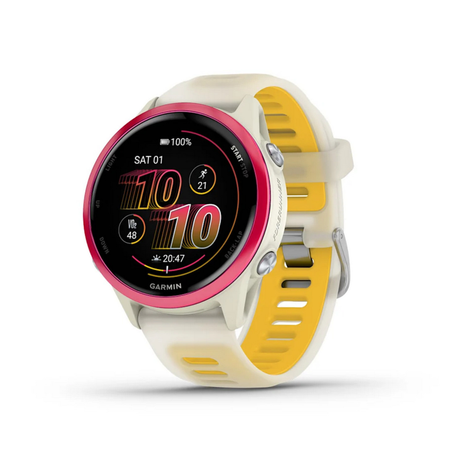 Forerunner® 570 - 42мм - Forerunner® 570 - 42мм - Raspberry Aluminium с Translucent Bone/Mango каишка